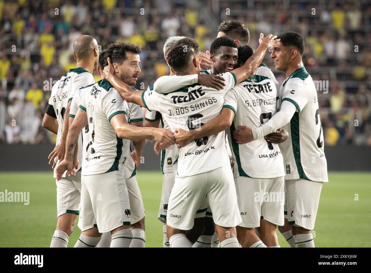 Columbus, Ohio, Stati Uniti. 24 luglio 2024. Liga MX festeggia il gol nel primo tempo dell'MLS All-Star Game tra MLS e Liga MX al Lower.com Field. Crediti: Kindell Buchanan/Alamy Live News Foto Stock