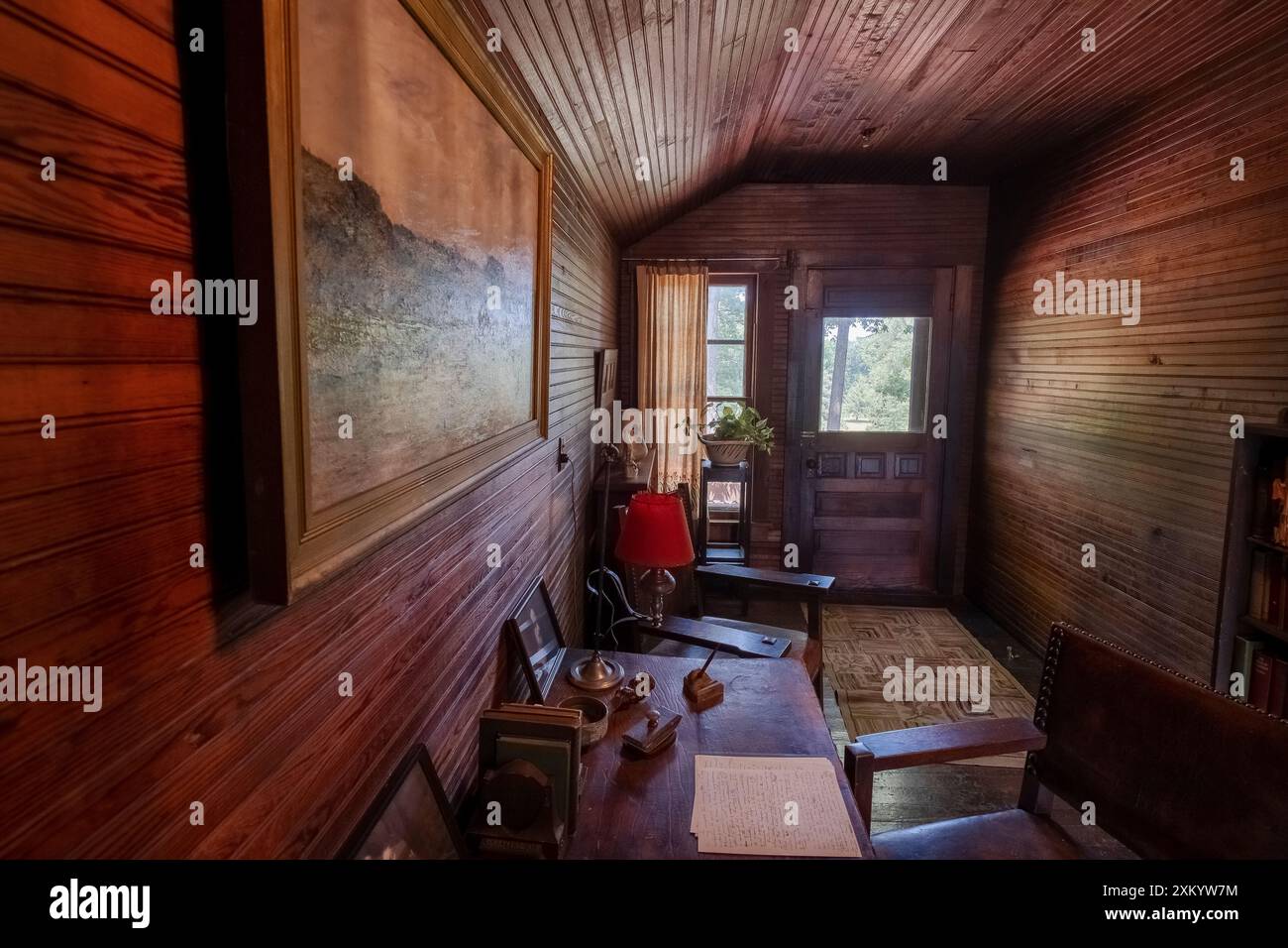 All'interno della casa di T.C. Steele nella contea di Brown, Indiana. Steele era un influente pittore "impressionista dell'Indiana". Foto Stock