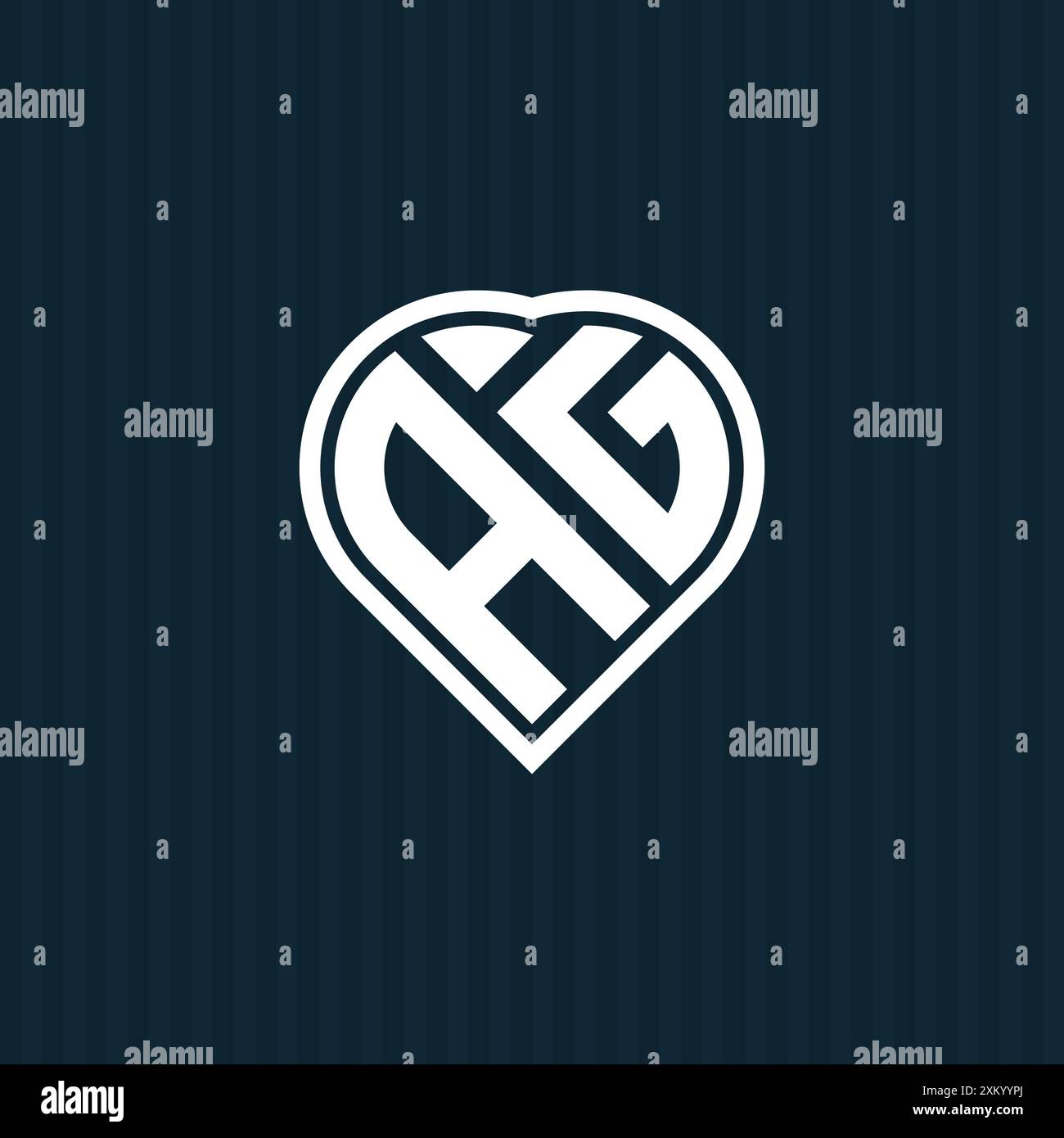 Logo AG lettera cuore - modello monogramma iniziale per alfabeti A e G. Illustrazione Vettoriale