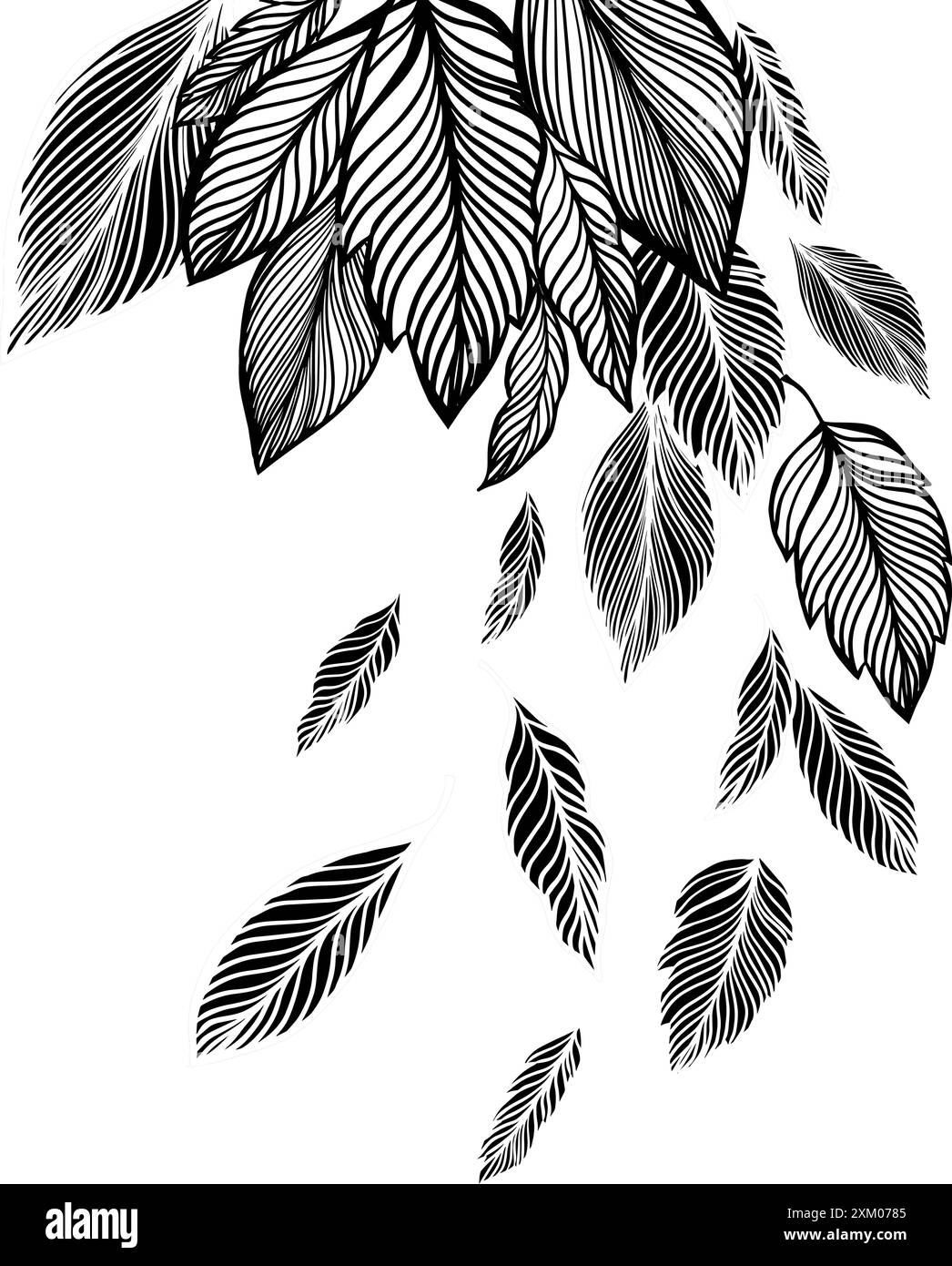 Foglie autunnali nere. disegno a mano. Non ai, illustrazione vettoriale Illustrazione Vettoriale