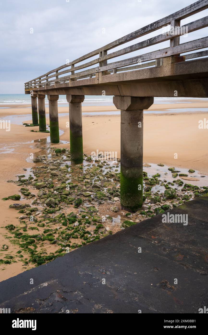 Omaha Beach, sito dello sbarco del D-Day della seconda guerra mondiale, Francia Foto Stock