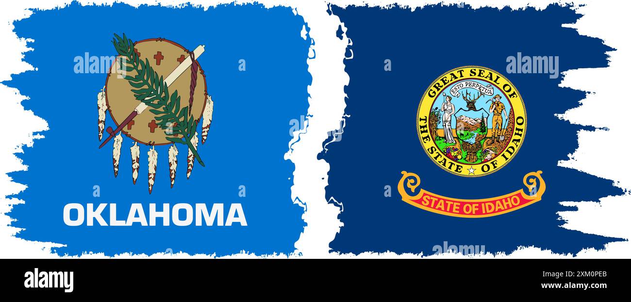 stati dell'Idaho e dell'Oklahoma: "Grunge brush flag connection, Vector" Illustrazione Vettoriale
