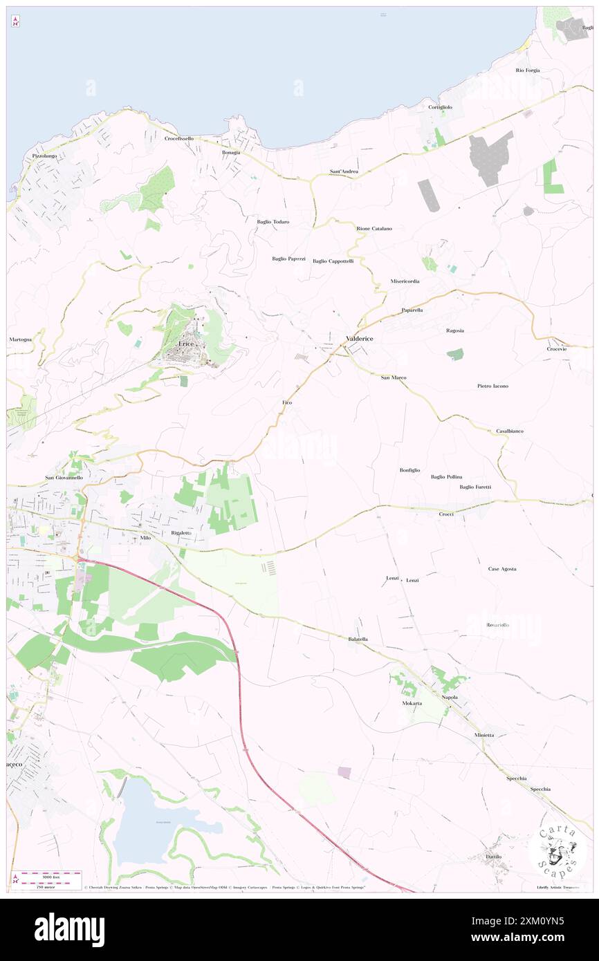 Martognella, Trapani, IT, Italia, Sicilia, N 38 1' 26'', N 12 36' 24''', MAP, Cartascapes Map pubblicata nel 2024. Esplora Cartascapes, una mappa che rivela i diversi paesaggi, culture ed ecosistemi della Terra. Viaggia attraverso il tempo e lo spazio, scoprendo l'interconnessione del passato, del presente e del futuro del nostro pianeta. Foto Stock