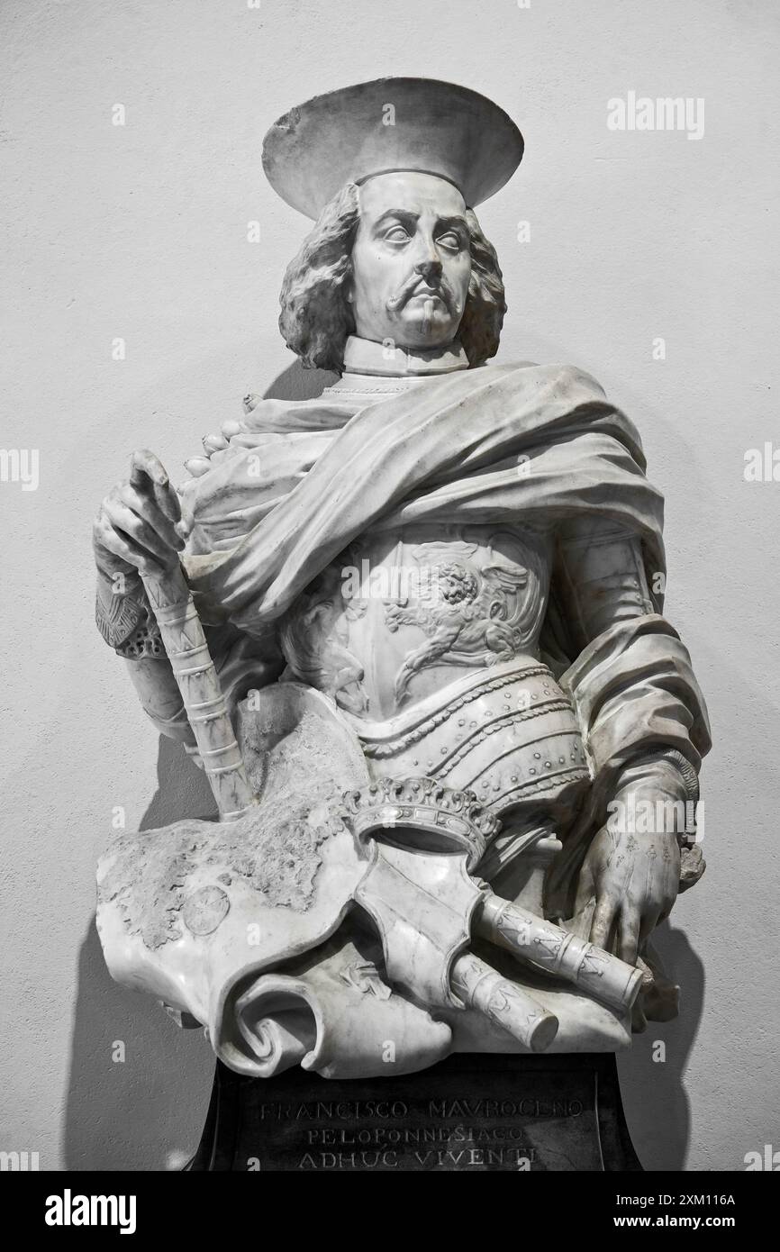 busto di Francesco Morosini - marmo di Carrara - Filippo Parodi - 1687 - Venezia, Museo Correr Foto Stock