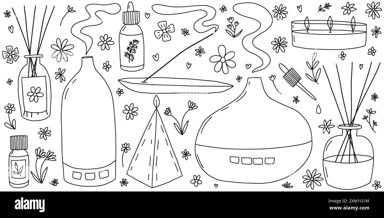 Set di aromi disegnati a mano Illustrazione Vettoriale