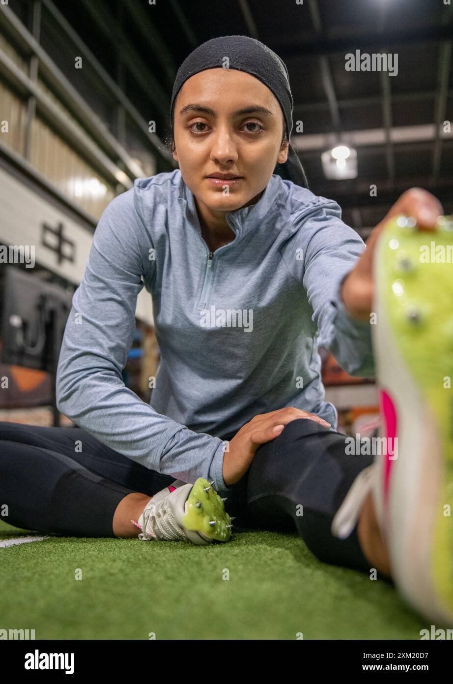 L'afghana Kimia Yousofi fa la squadra olimpica dell'Afghanistan. Immagini Thomas Lisson Foto Stock