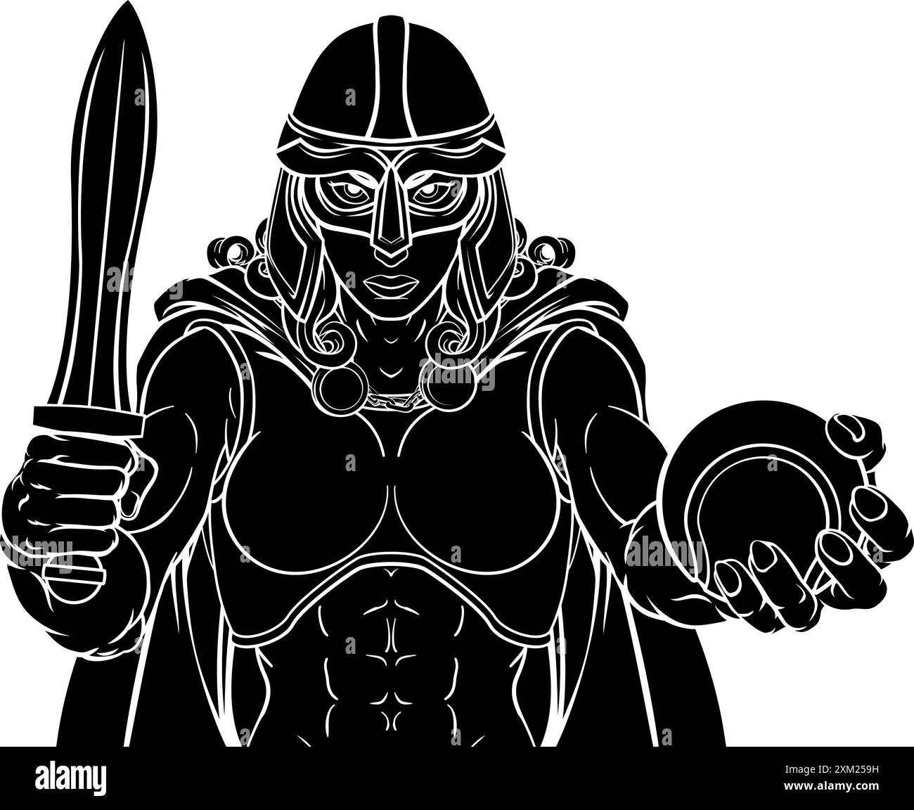 Viking Trojan Celtic cavaliere guerriero Tennis Donna Illustrazione Vettoriale