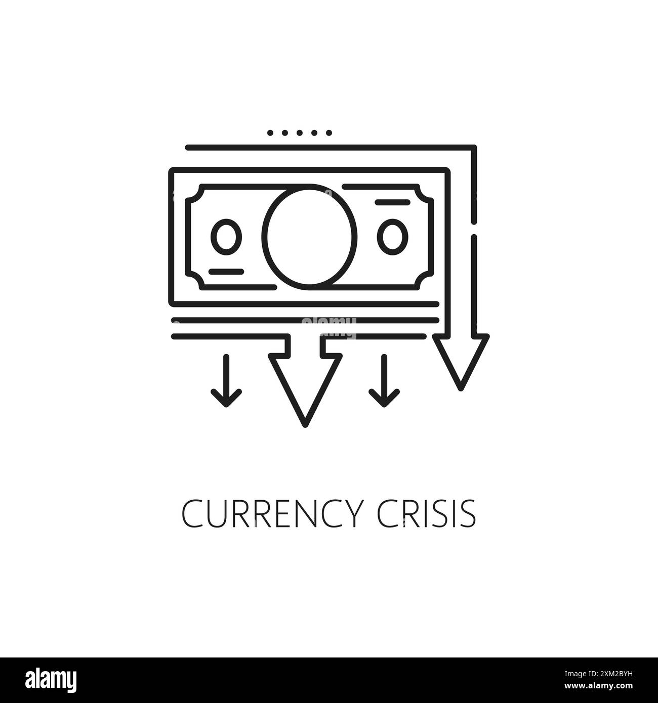 Icona della crisi economica e della perdita di denaro. Dissociazione economica, crisi economica o problema finanziario, segno del vettore della linea di perdita di denaro. Gli affari lo fanno Illustrazione Vettoriale