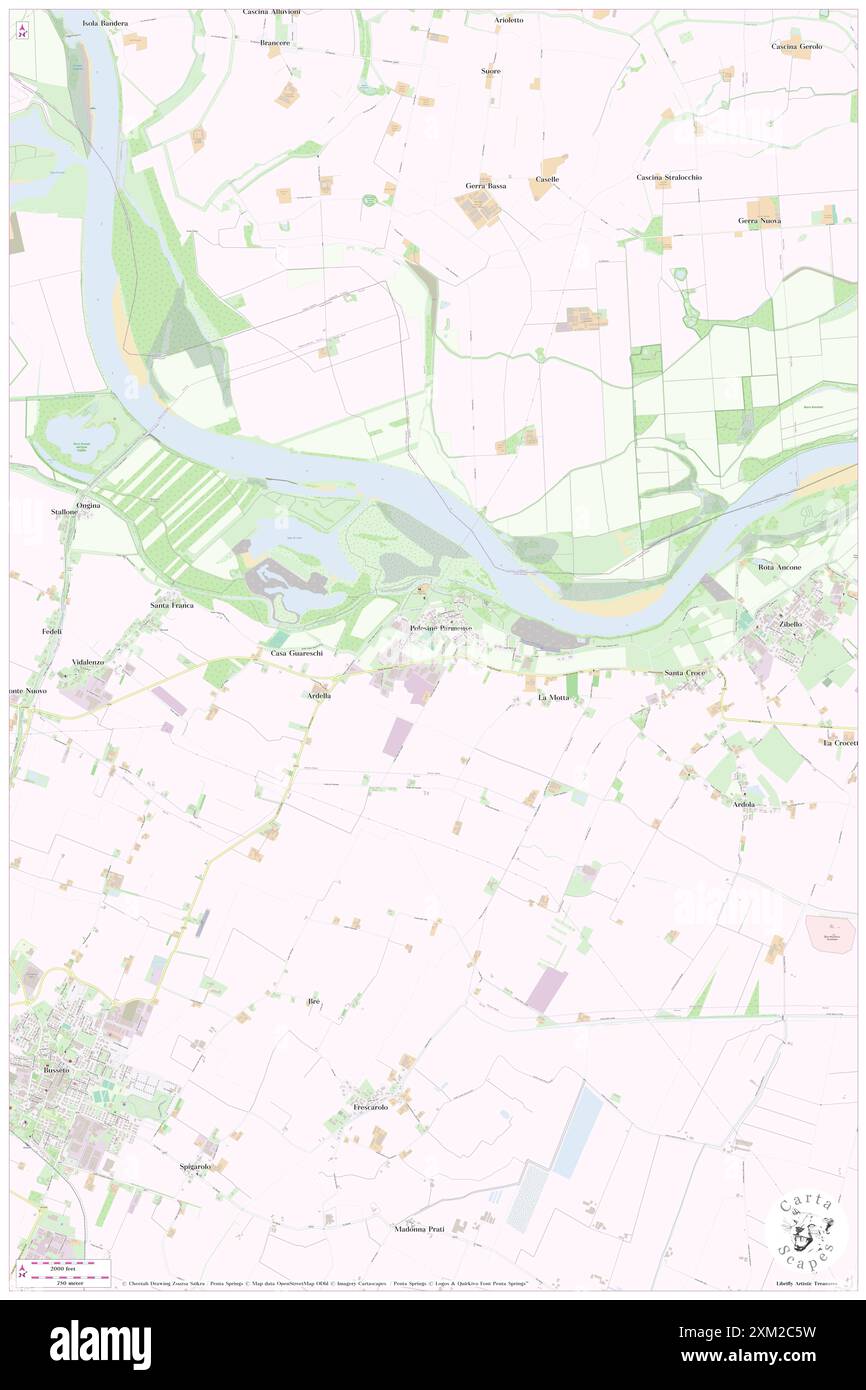 Polesine Parmense, Provincia di Parma, IT, Italia, Emilia-Romagna, N 45 0' 58'', N 10 5' 14'', MAP, Cartascapes Map pubblicata nel 2024. Esplora Cartascapes, una mappa che rivela i diversi paesaggi, culture ed ecosistemi della Terra. Viaggia attraverso il tempo e lo spazio, scoprendo l'interconnessione del passato, del presente e del futuro del nostro pianeta. Foto Stock