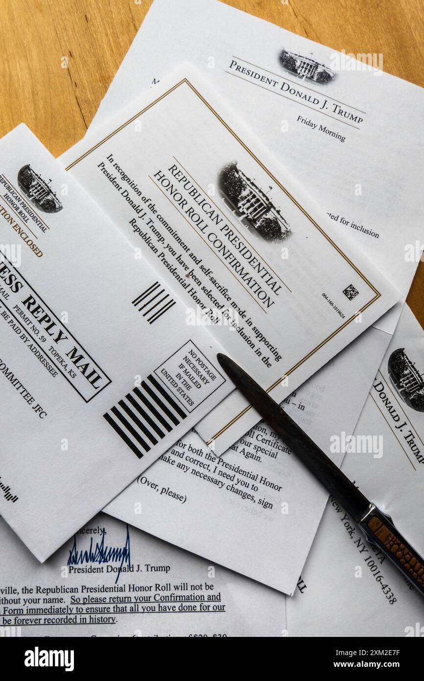 I partiti politici stanno cercando contributi in vista delle elezioni presidenziali negli Stati Uniti del 2024 Foto Stock