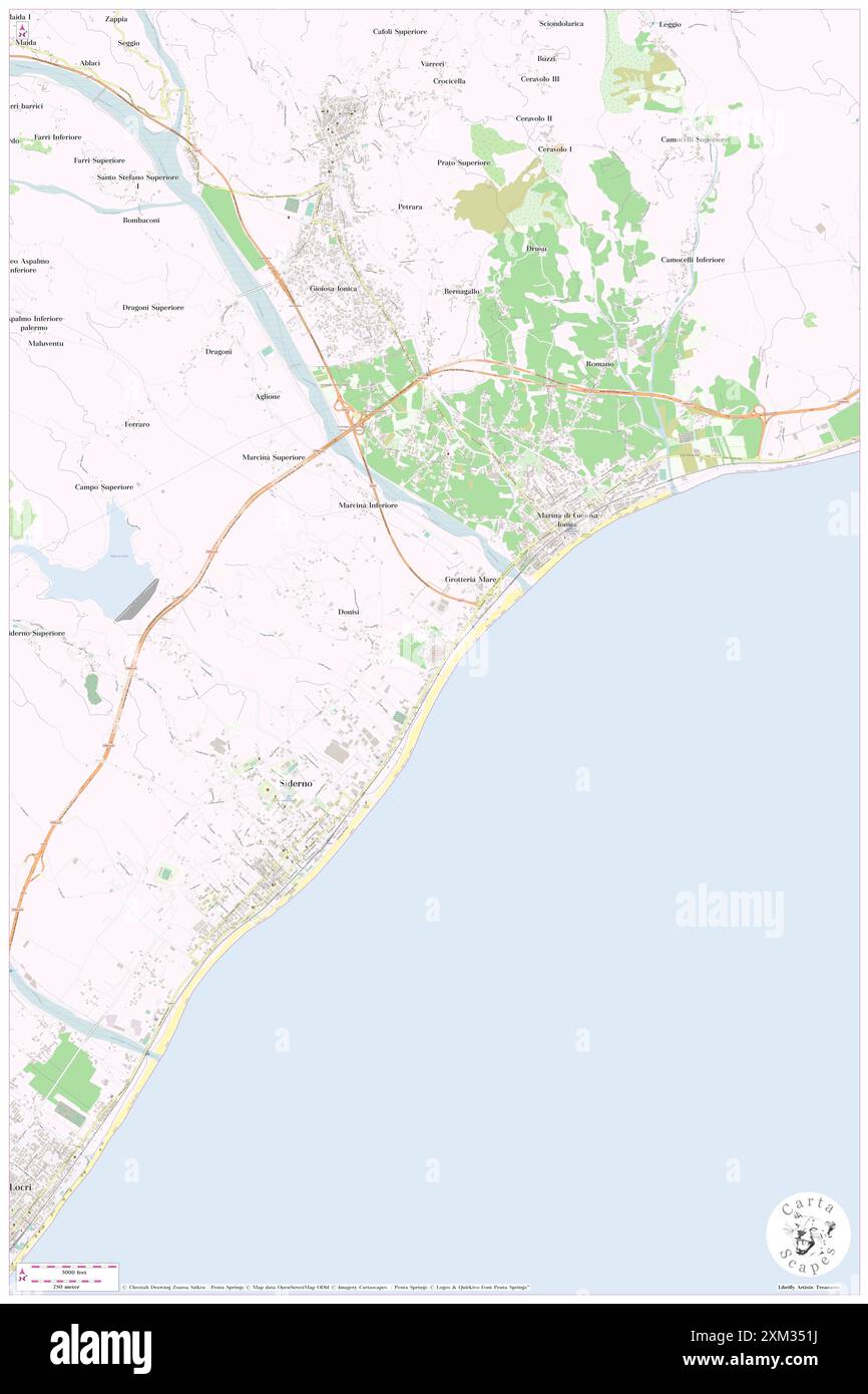 Centro commerciale la Gru, Provincia di Reggio Calabria, IT, Italia, Calabria, N 38 17' 18''', N 16 18' 52''', mappa, Cartascapes Mappa pubblicata nel 2024. Esplora Cartascapes, una mappa che rivela i diversi paesaggi, culture ed ecosistemi della Terra. Viaggia attraverso il tempo e lo spazio, scoprendo l'interconnessione del passato, del presente e del futuro del nostro pianeta. Foto Stock