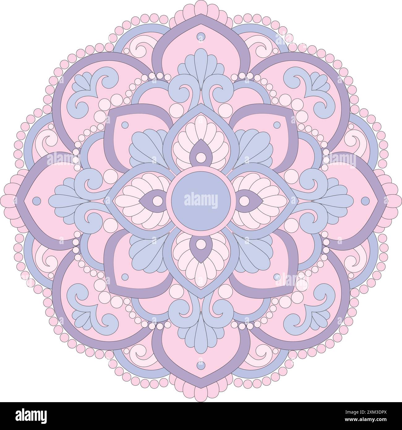 Design decorativo e colorato Mandala floreale. Illustrazione vettoriale ornamento. Illustrazione Vettoriale