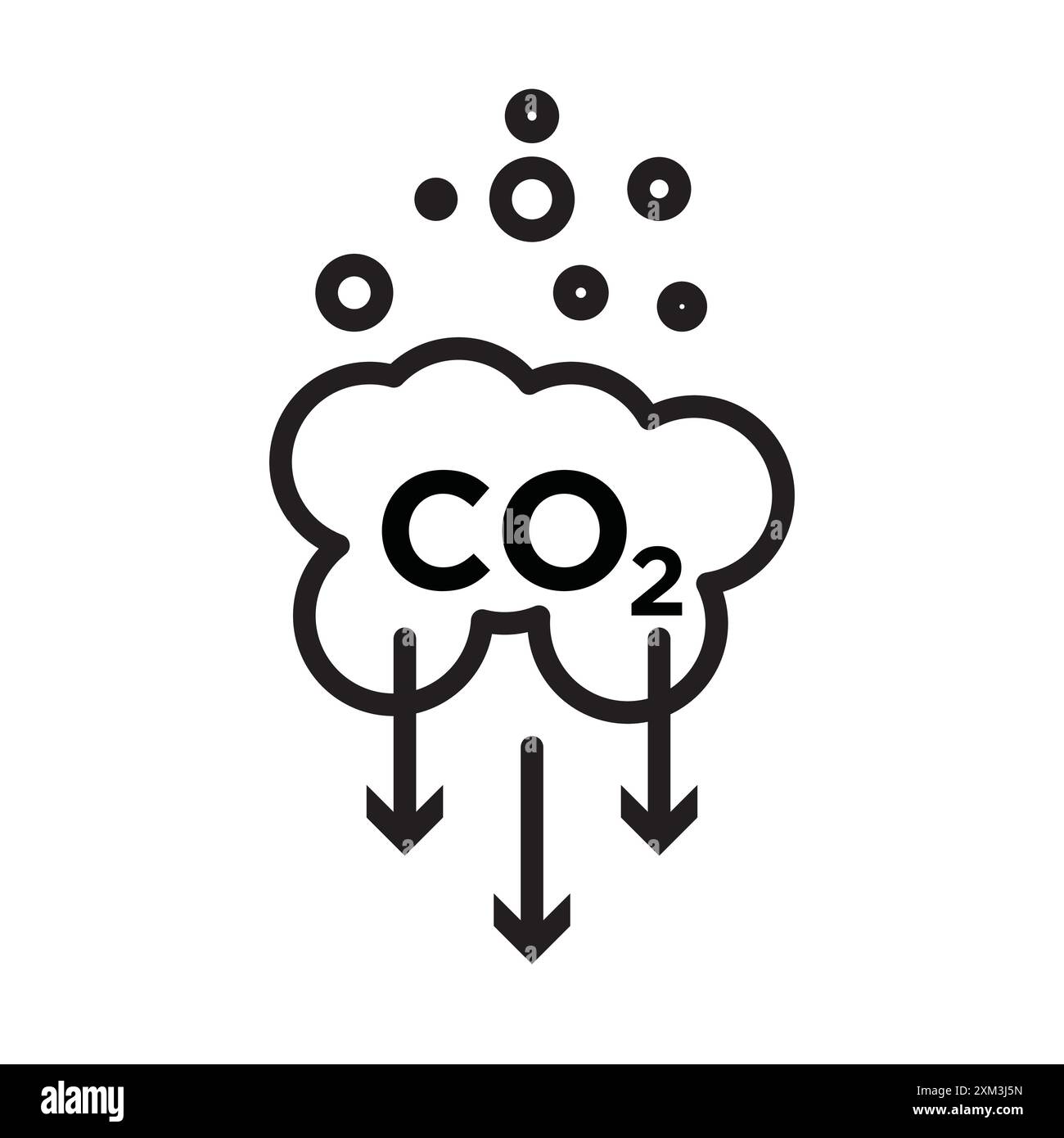 Icona di riduzione CO2 vettore grafico linea nera in bianco e nero segno di raccolta del set di contorni Illustrazione Vettoriale