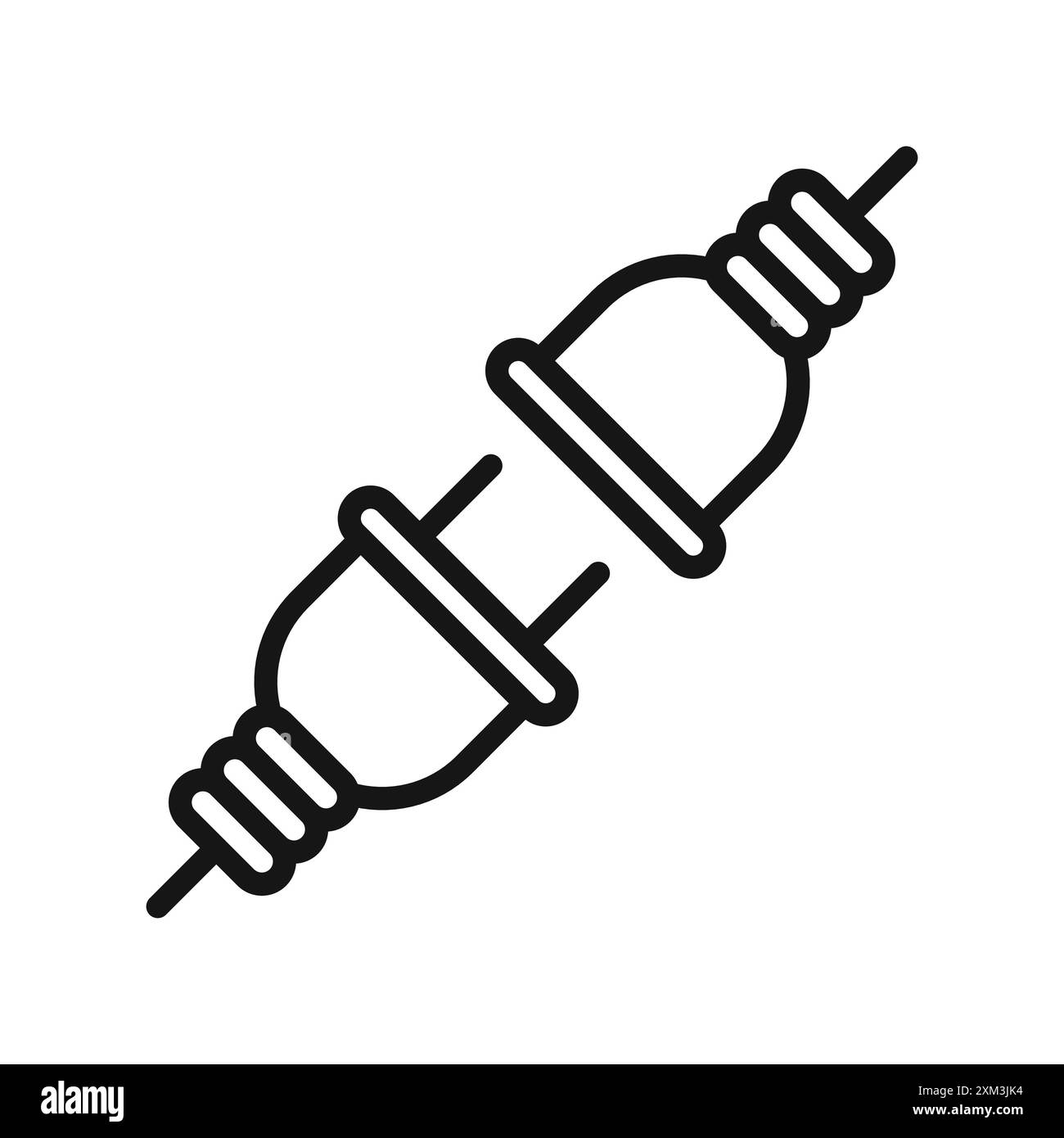 Collegare l'icona della spina il vettore grafico della linea nera nel segno di raccolta del set di contorni in bianco e nero Illustrazione Vettoriale