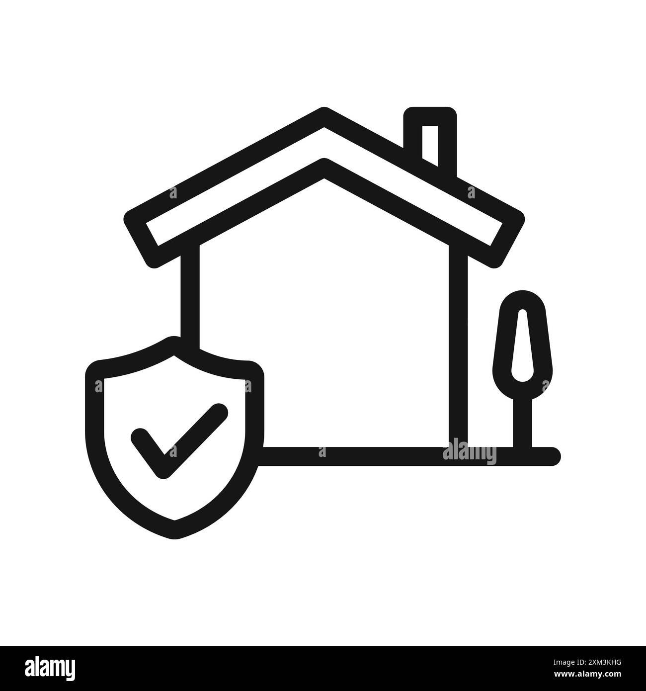 Icona dell'assicurazione per la casa Black line art Vector in bianco e nero contorno set segno di collezione Illustrazione Vettoriale