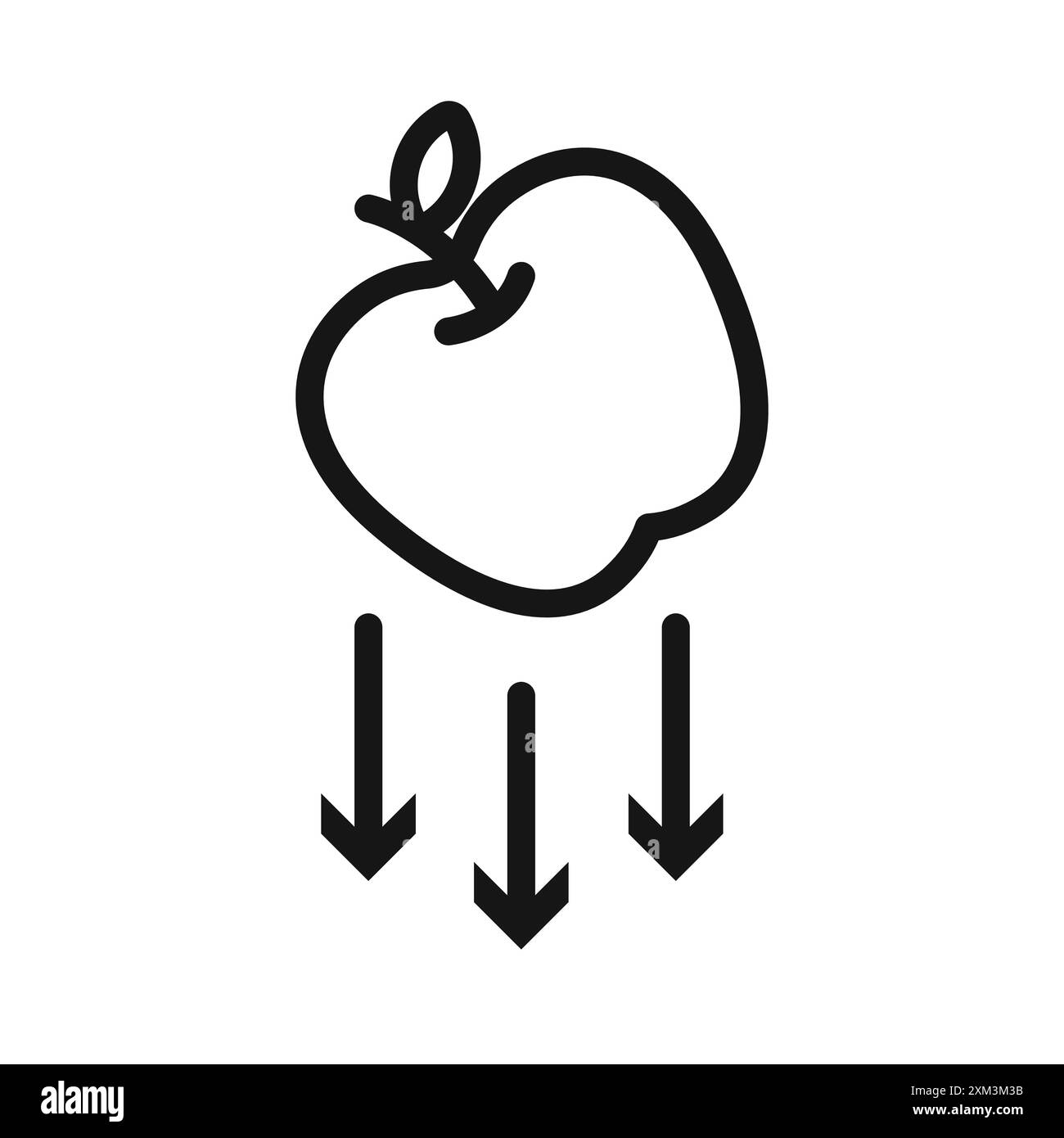 Icona Gravity Vector grafico linea nera con contorno bianco e nero segno di collezione Illustrazione Vettoriale