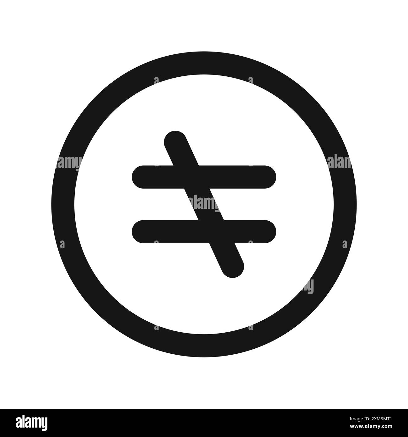 Icona disuguaglianza Vettoriale grafico linea nera con contorno bianco e nero segno di collezione Illustrazione Vettoriale