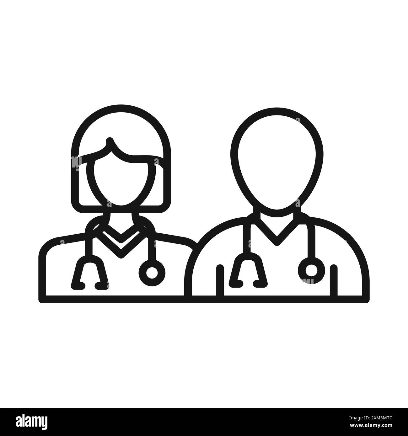 Icona squadra medica Black line art Vector in bianco e nero contorno set segno di collezione Illustrazione Vettoriale