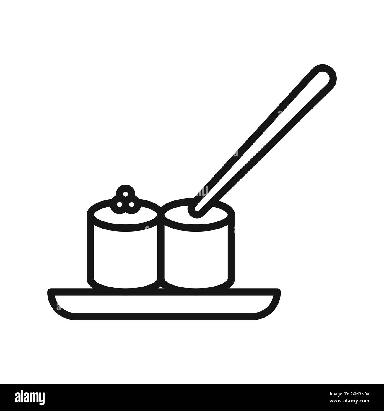 Icona del sushi roll Maki, vettore grafico linea nera in bianco e nero, insegna della collezione del set di contorni Illustrazione Vettoriale