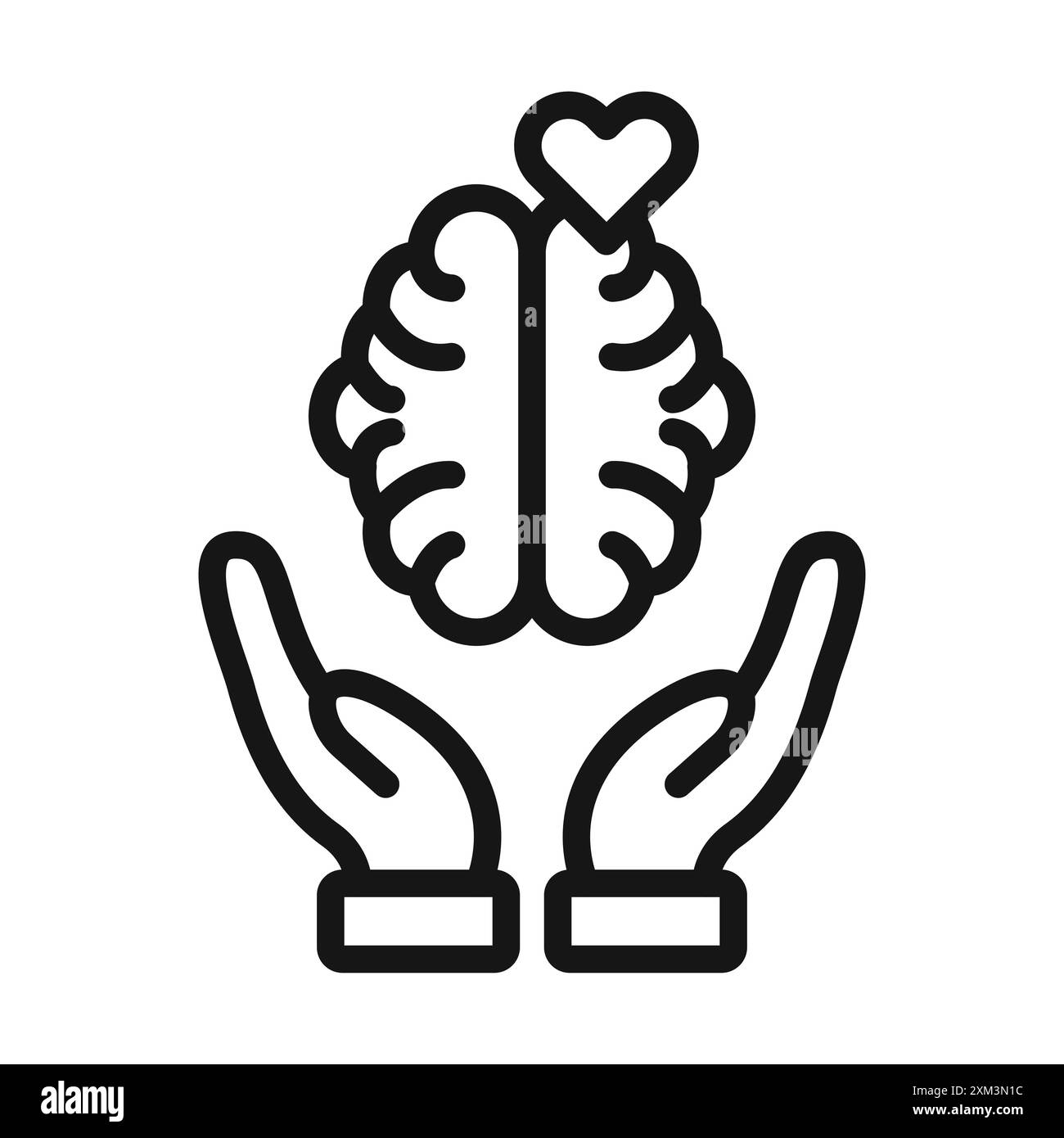 Icona di salute mentale (2) vettore di arte della linea nera in bianco e nero contorno set segno di collezione Illustrazione Vettoriale