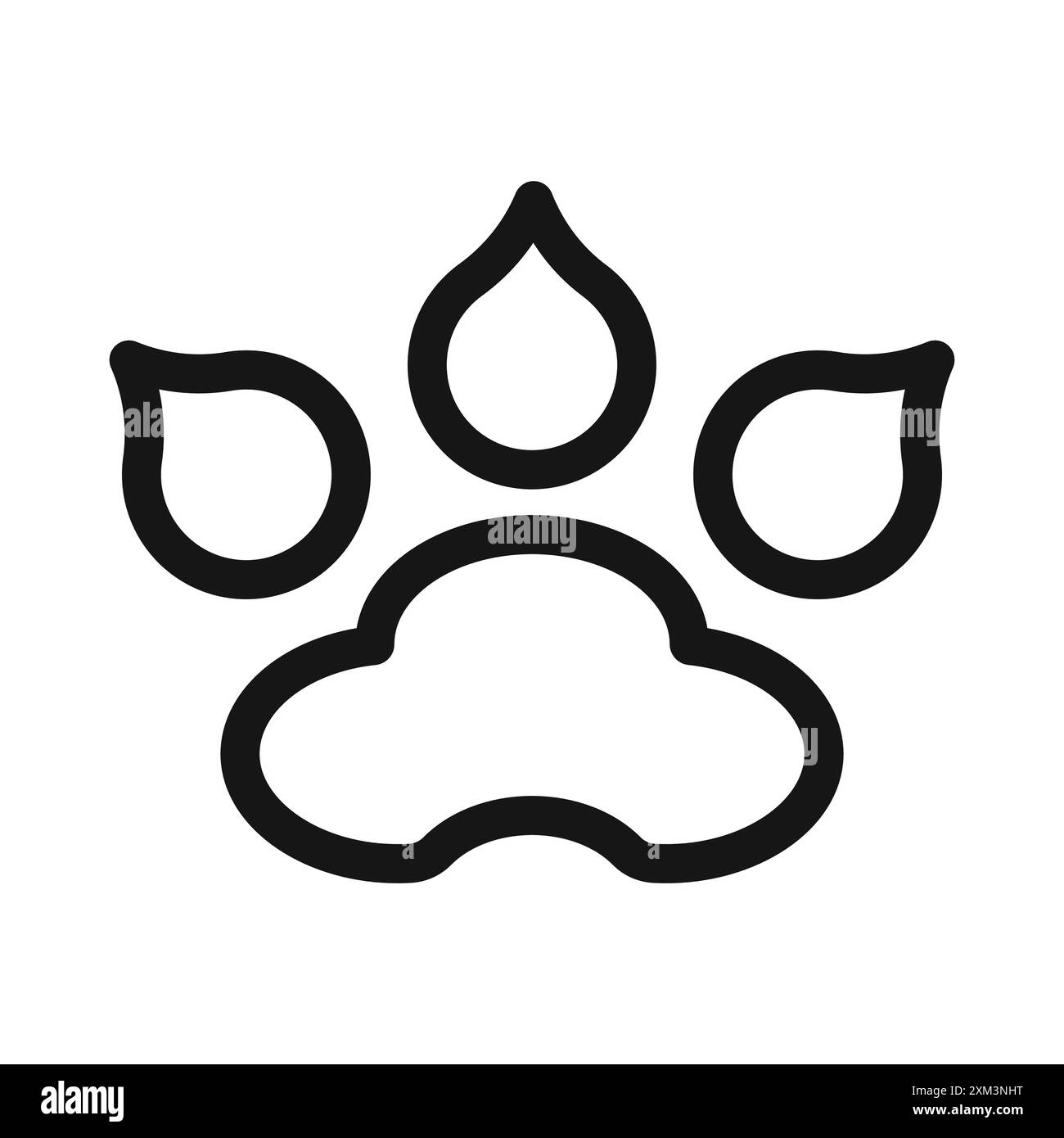 Icona Paw Vettoriale grafico linea nera con bordo bianco e nero segno di collezione Illustrazione Vettoriale