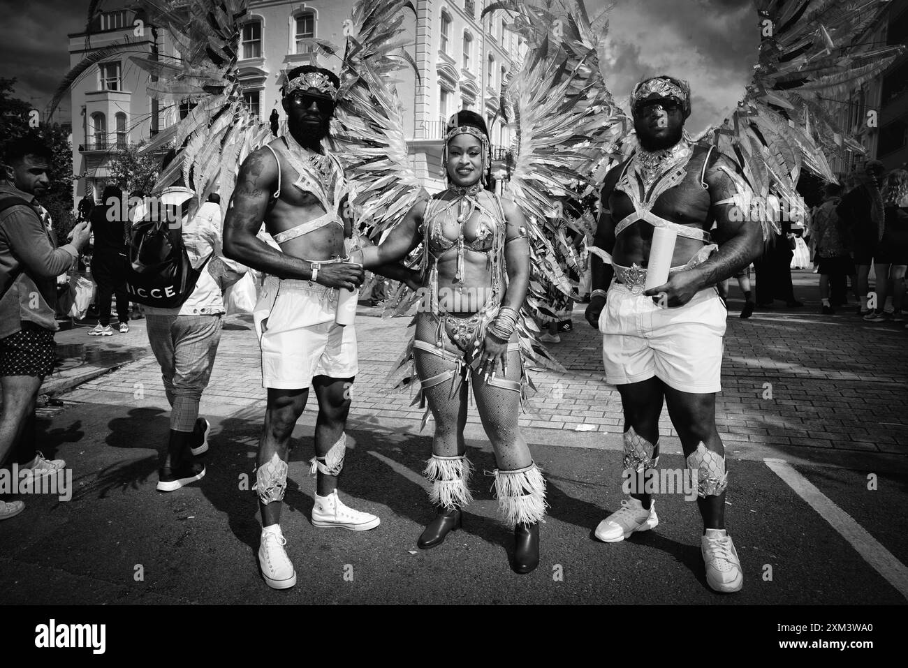 Black Performers al Notting Hill Carnival di Londra, Regno Unito Foto Stock