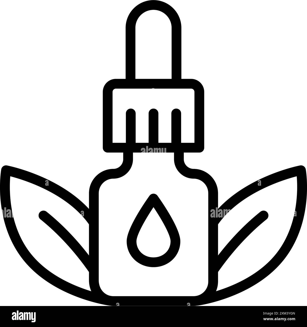 Contagocce, flacone con icona della linea semplice della pipetta. Essenza di bellezza, siero o olio essenziale. Illustrazione vettoriale per salone di bellezza. Illustrazione Vettoriale