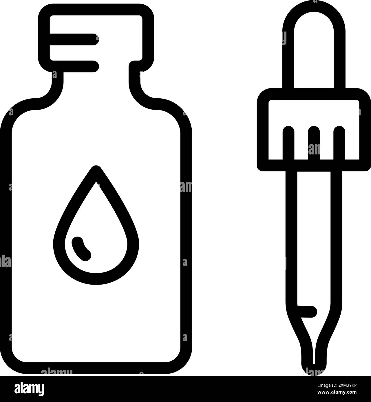 Olio essenziale, essenza di bellezza o siero. Flacone contagocce con icona della linea della pipetta. Essenziale, aromaterapia, fragranza naturale, benessere, isolamento relax Illustrazione Vettoriale
