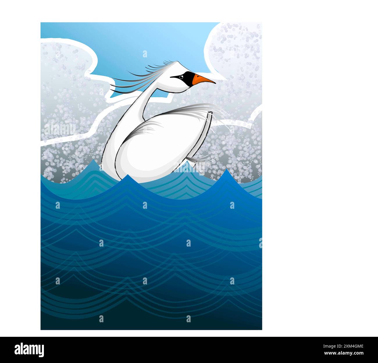 Swan sembra a sinistra in High Waters - arte doodle Foto Stock