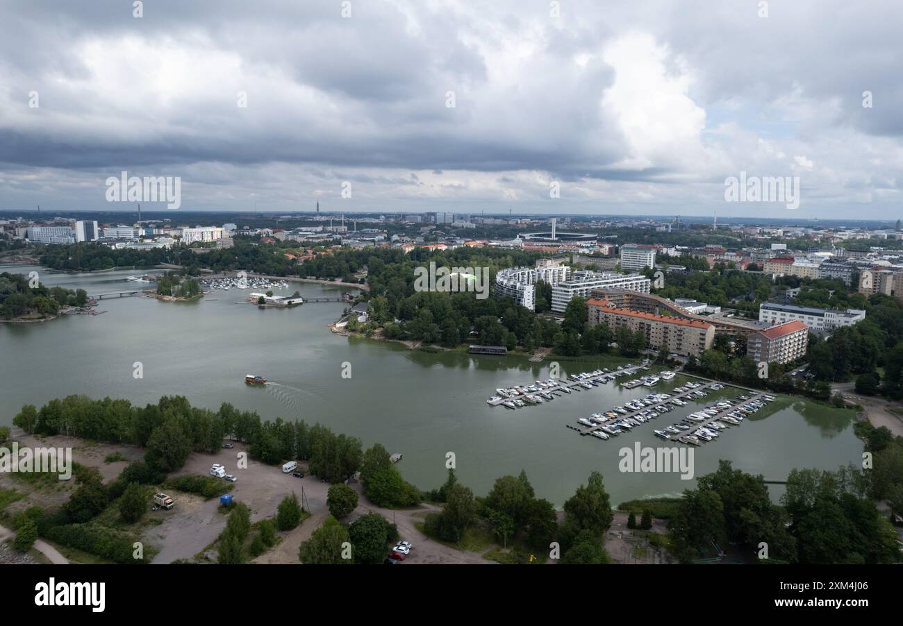 Vista aerea della città di Helsinki, capitale della Finlandia Foto Stock