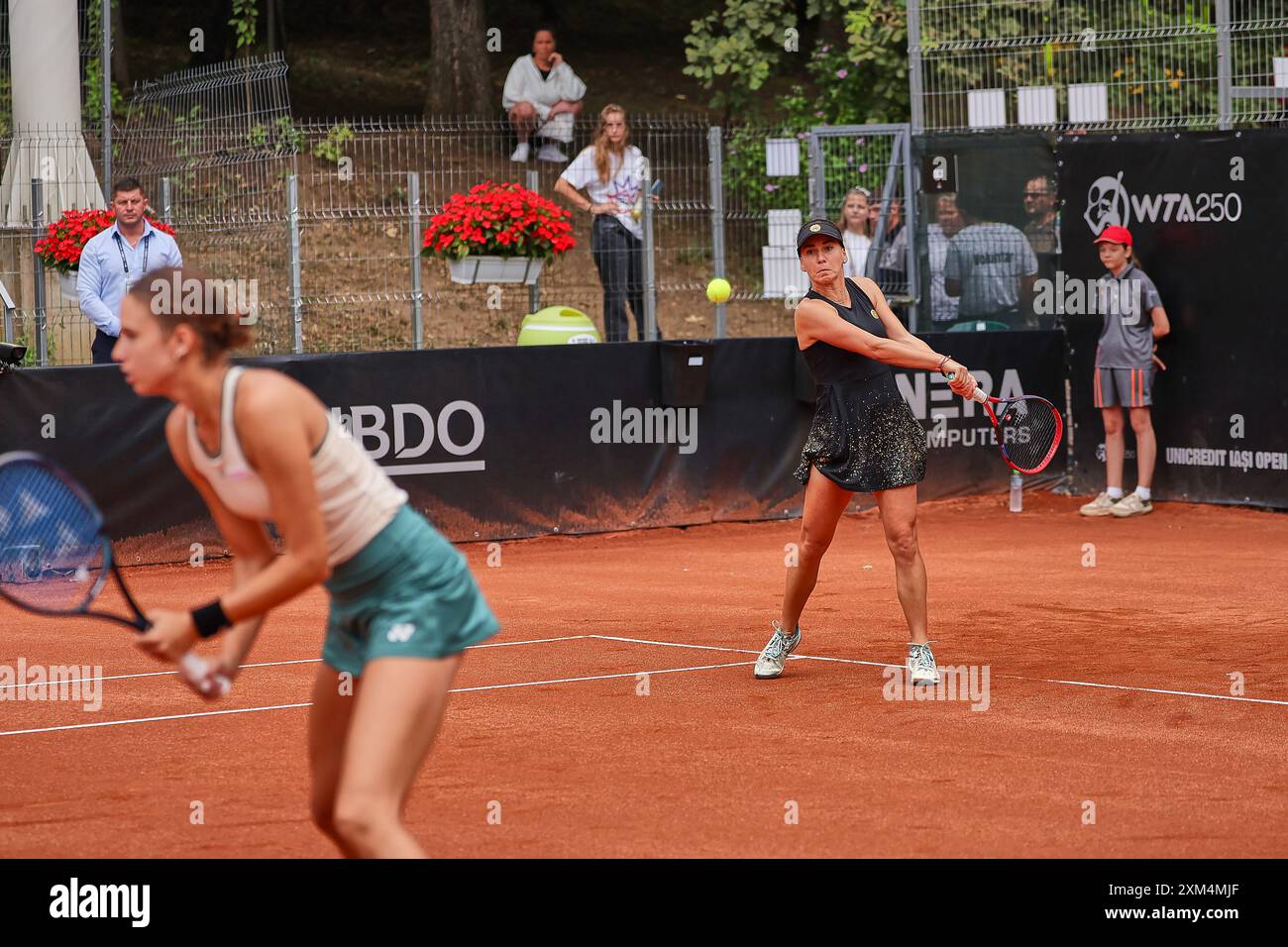 Iasi, Iasi, Romania. 25 luglio 2024. ANCA Todoni (ROU), Irina Bara (ROU) torna con il rovescio durante l'UNICREDIT IASI OPEN Iasi, Romanias - Womens Tennis, WTA250 (Credit Image: © Mathias Schulz/ZUMA Press Wire) SOLO PER USO EDITORIALE! Non per USO commerciale! Foto Stock