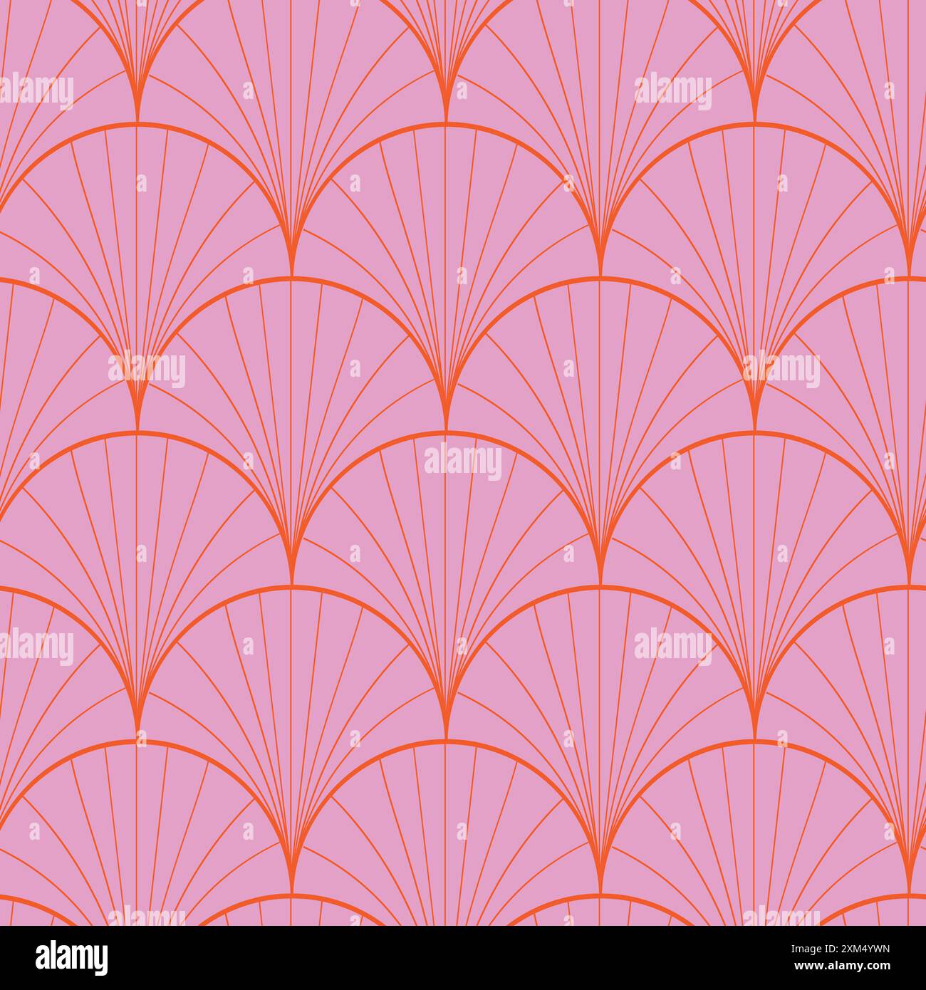 Shell geometrici retrò senza cuciture rosa e arancione. Per l'imballaggio di carta, arredi per la casa, carta da parati e tessuti Illustrazione Vettoriale