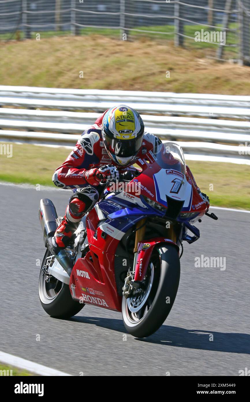 Tommy Bridewell - Honda Racing UK - pilota numero 1 su una Honda al 2024 British Superbike (BSB) round a Brands Hatch nel luglio 2024 Foto Stock