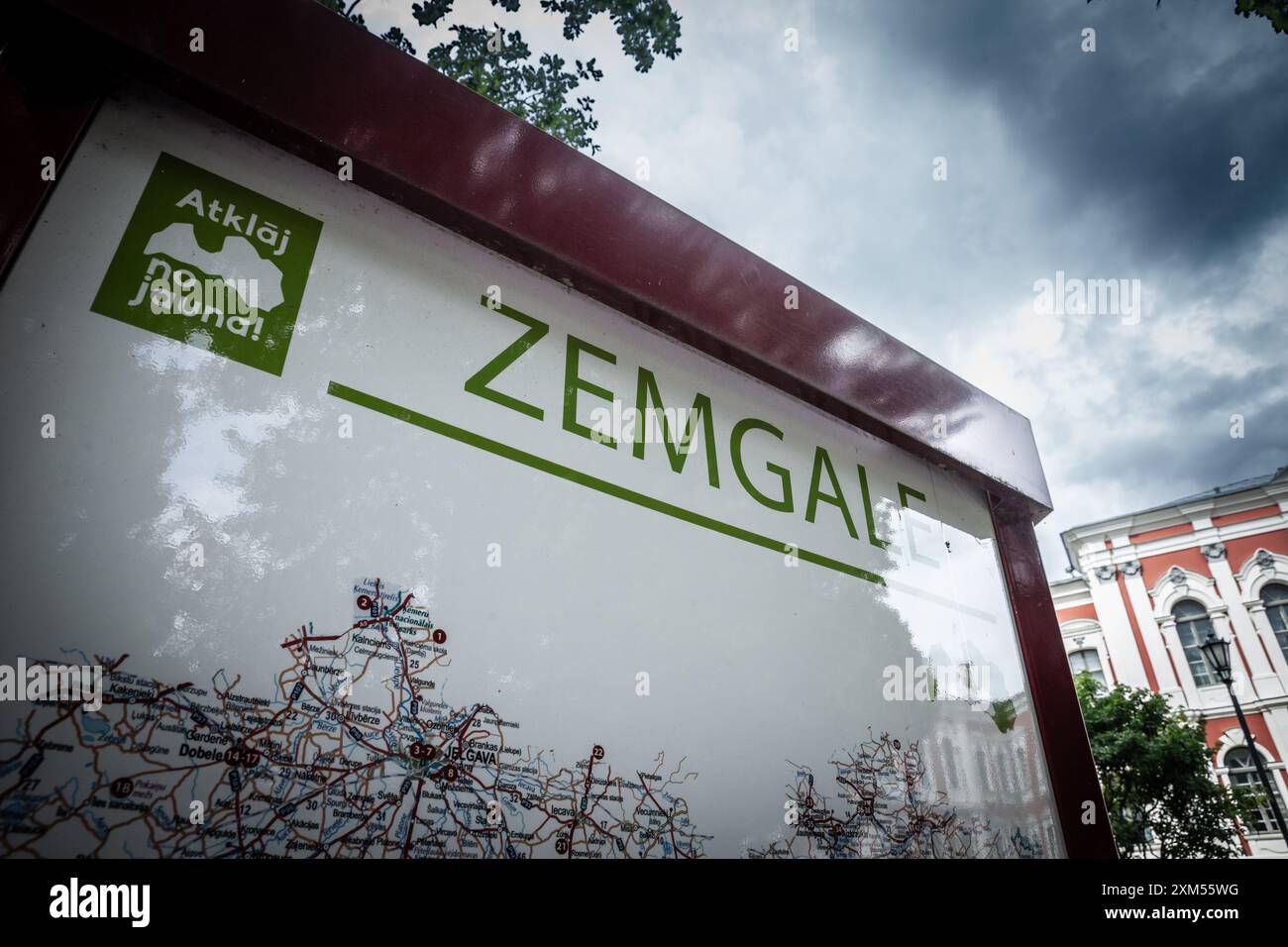 Immagine di una mappa di zemgale a Jegava, lettonia. Zemgale è una regione storica e culturale della Lettonia, situata nella parte centrale del paese. E' vero Foto Stock