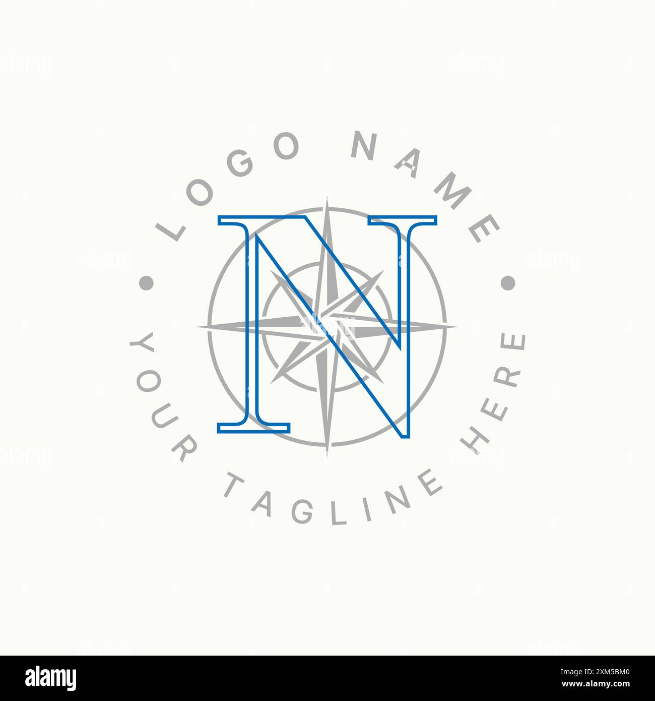 Design del logo concept grafico originale vettoriale premium font N iniziale Compass signpost navigazione avventura. Relativo a Place nord-ovest sud-est Illustrazione Vettoriale