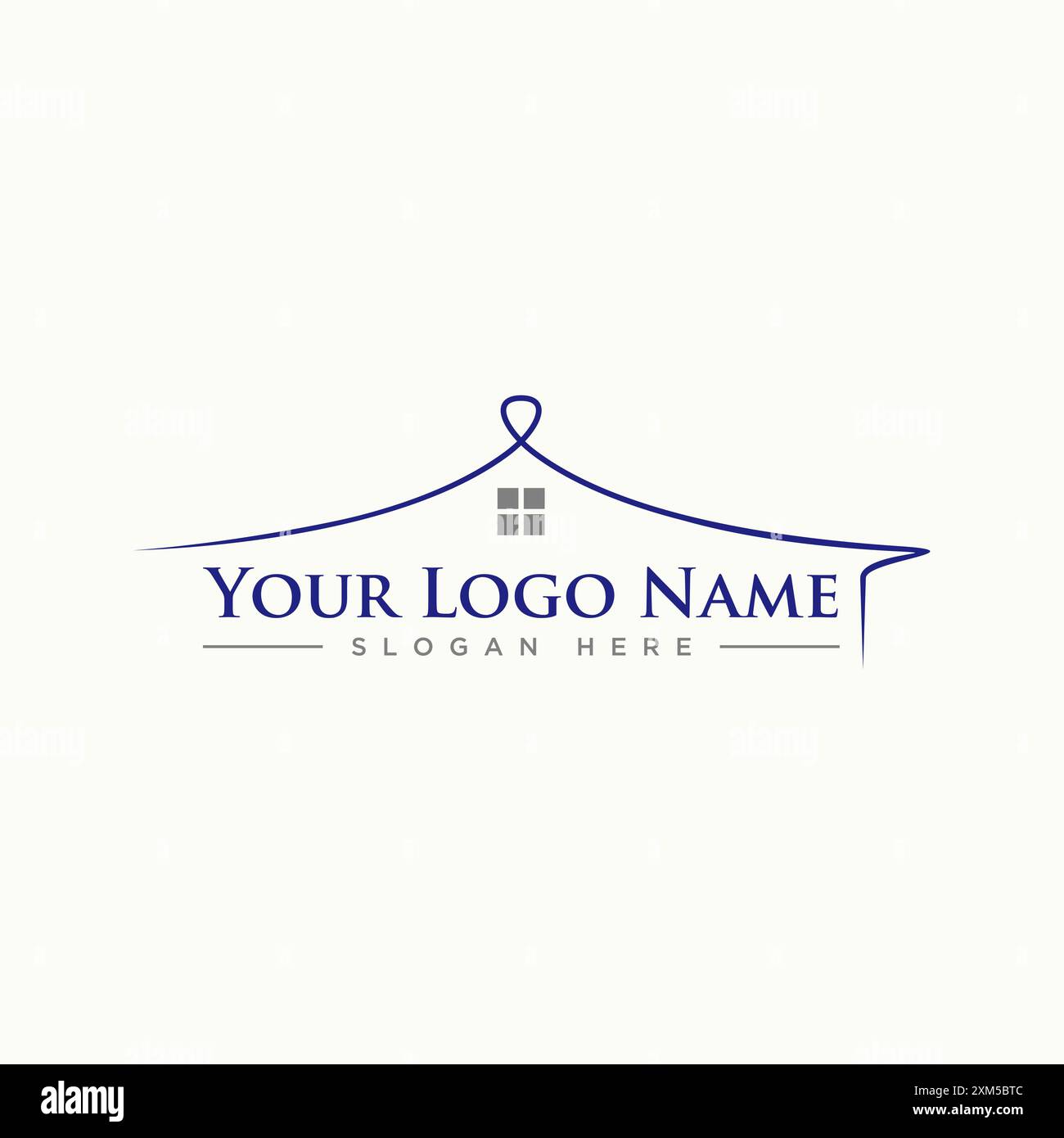 Design del logo concept grafico stock vettoriale premium creativo semplice casa sul tetto Swoosh gratta e graffi edificio esterno vecchio relativo a mutui immobiliari Illustrazione Vettoriale