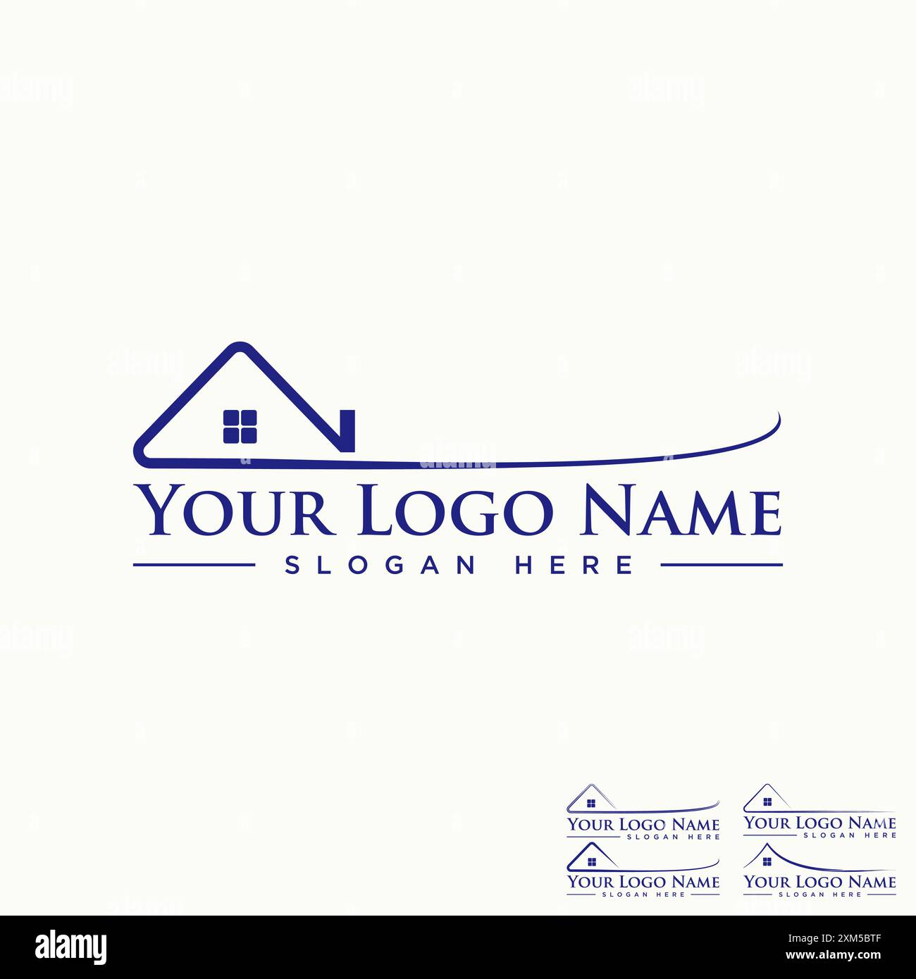 Design del logo concept grafico stock vettoriale premium esclusivo Swoosh casa sul tetto edificio artistico esterno vecchio relativo a mutui immobiliari Illustrazione Vettoriale