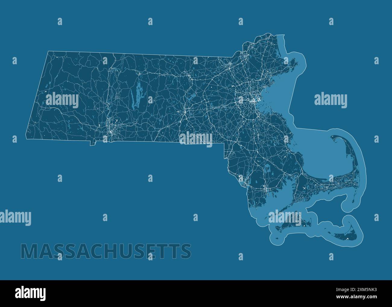 Manifesto artistico della mappa del progetto del Massachusetts, Stati Uniti Illustrazione Vettoriale