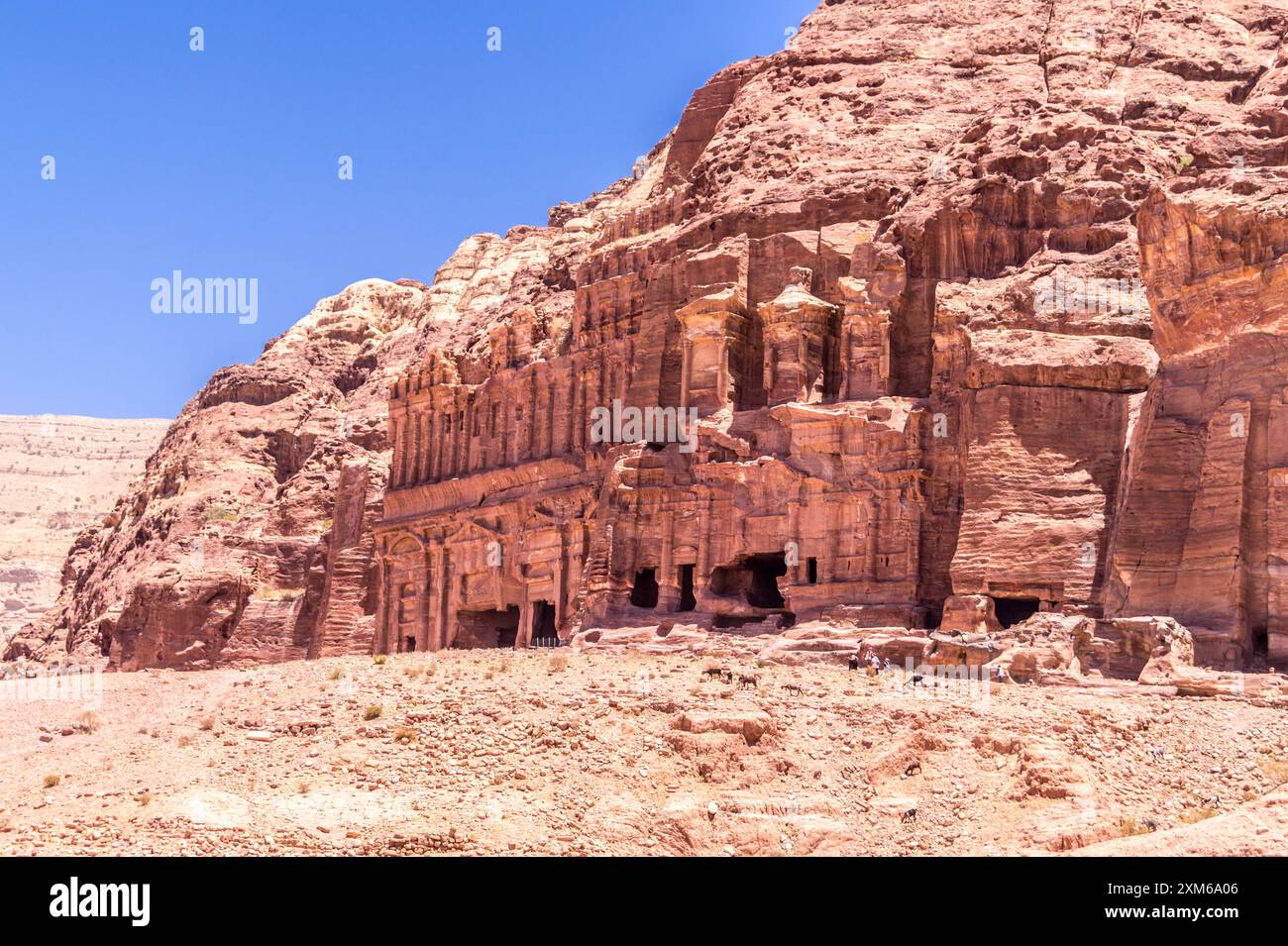 Tombe nabatee, via delle facciate, sito patrimonio dell'umanità dell'UNESCO di Petra, Giordania Foto Stock