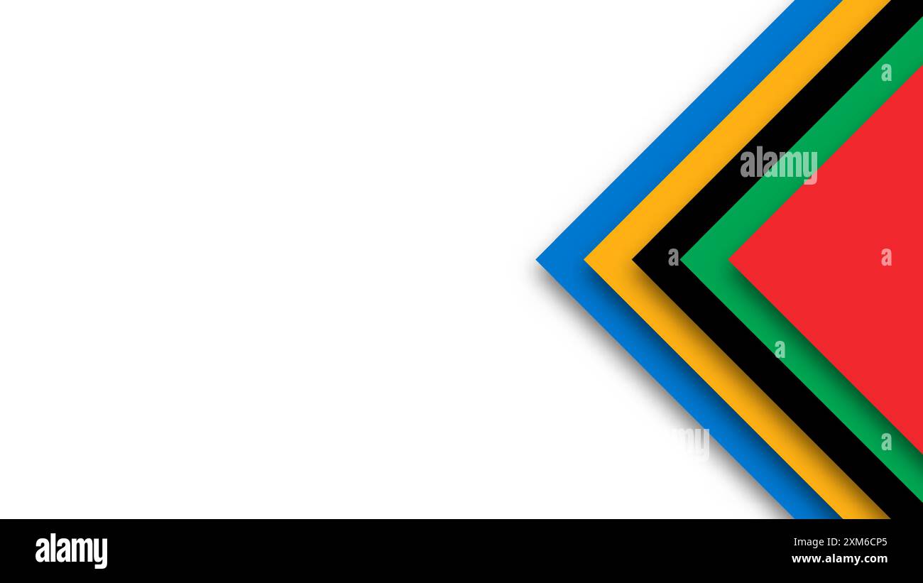 Sfondo colorato astratto per i Giochi Olimpici. Forme geometriche nei colori olimpici: Rosso, verde, arancione, blu, nero e bianco. Flag vettoriale per spo Illustrazione Vettoriale