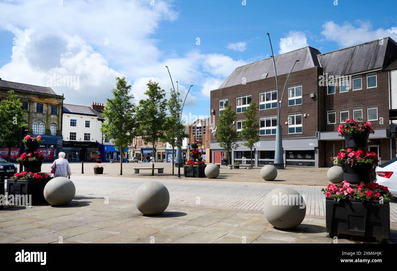 Centro di Bishop Auckland, area Market Square, contea di Durham, Inghilterra nord-orientale, Regno Unito Foto Stock