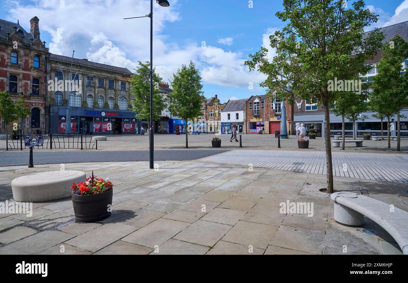 Centro di Bishop Auckland, area Market Square, contea di Durham, Inghilterra nord-orientale, Regno Unito Foto Stock