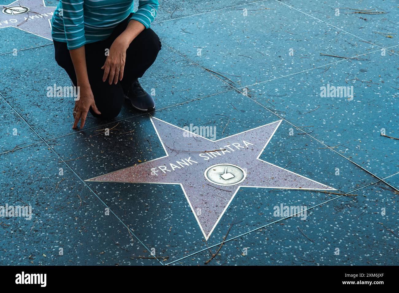 Los Angeles, USA - 31 marzo 2019: Un punto di visita alla stella di Frank Sinatra sulla Hollywood Walk of Fame. Foto Stock