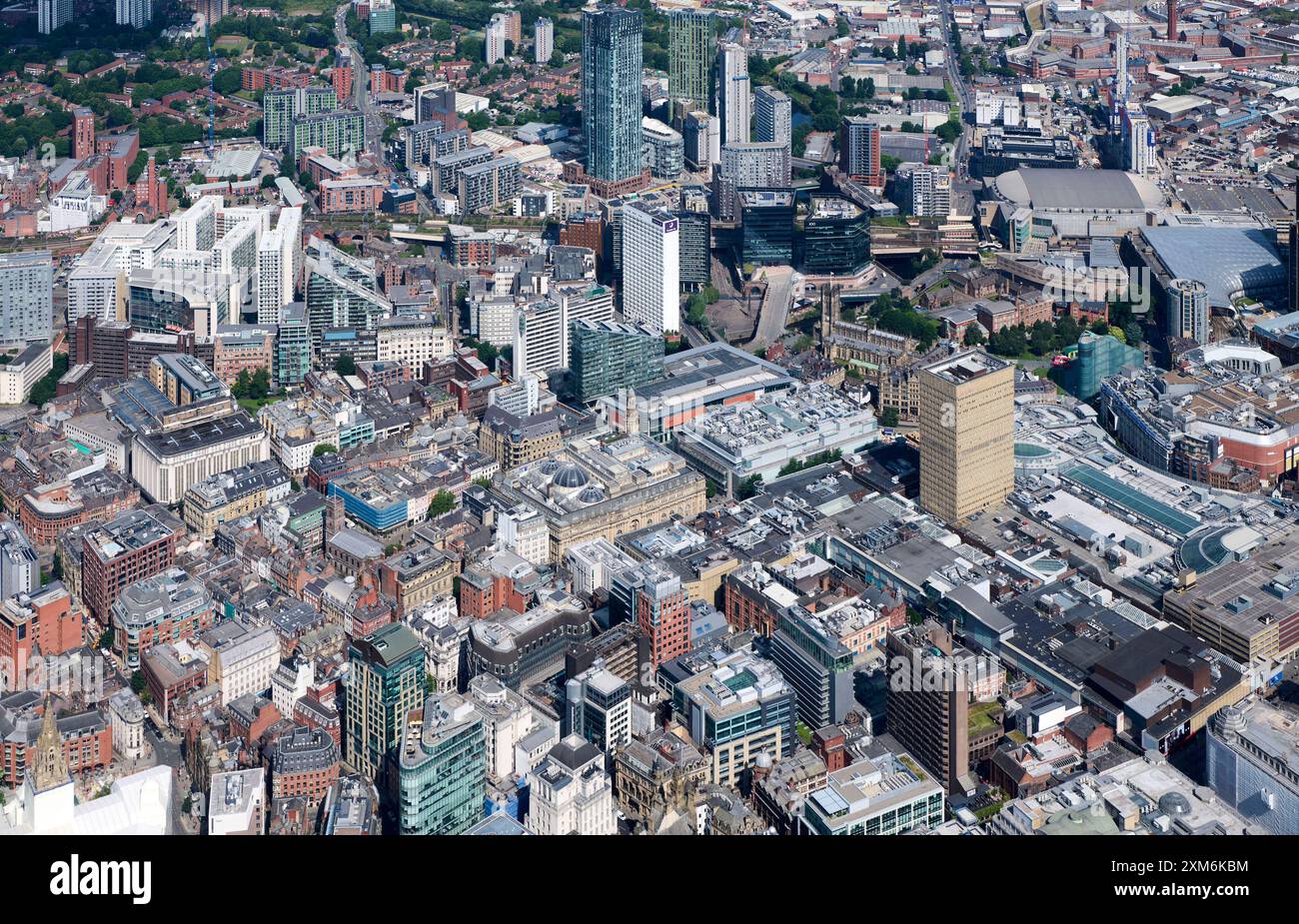 Una fotografia aerea del centro di Manchester, che mostra il centro commerciale Arndale, Inghilterra nord-occidentale, Regno Unito Foto Stock