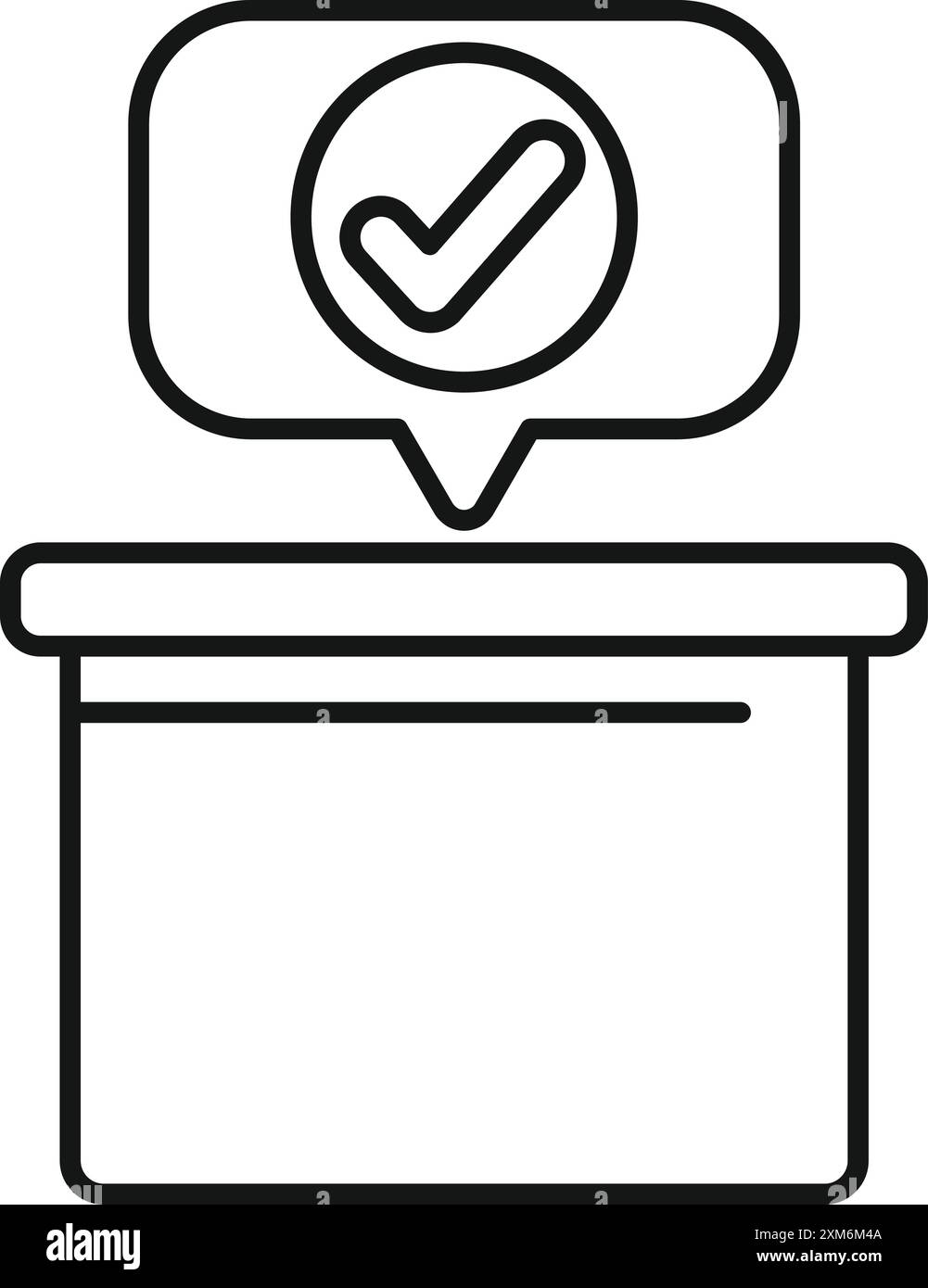 Casella di voto con segno di spunta che indica l'approvazione per la decisione di voto Illustrazione Vettoriale