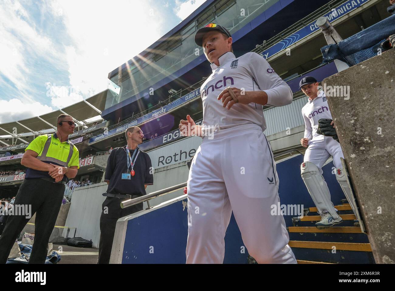 Durante il 3° Rothesay test Match Day One Match Inghilterra vs West Indies a Edgbaston, Birmingham, Regno Unito, 26 luglio 2024 (foto di Mark Cosgrove/News Images) Foto Stock