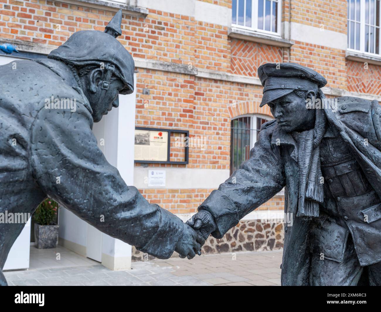 Christmas Truce Memorial, Mesen, Belgio Foto Stock