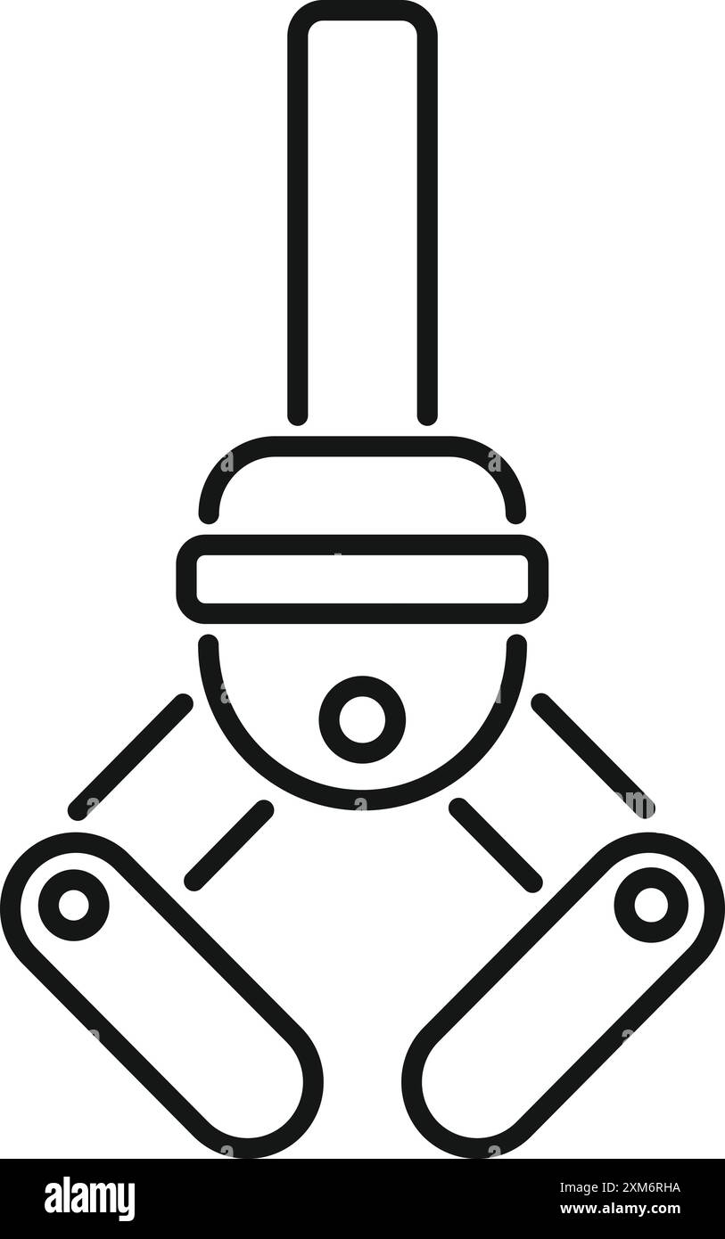 Il braccio robotico sta sollevando un oggetto sconosciuto, che rappresenta l'automazione e la produzione industriale Illustrazione Vettoriale Il braccio robotico sta sollevando un oggetto sconosciuto, che rappresenta l'automazione e la produzione industriale Illustrazione Vettoriale