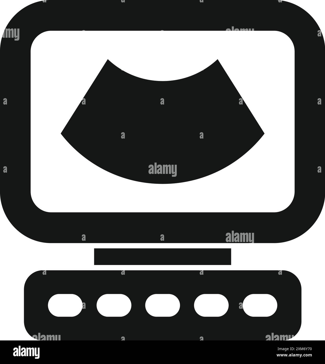 Macchina a ultrasuoni che mostra i risultati sull'icona dello schermo del monitor in modo semplice Illustrazione Vettoriale