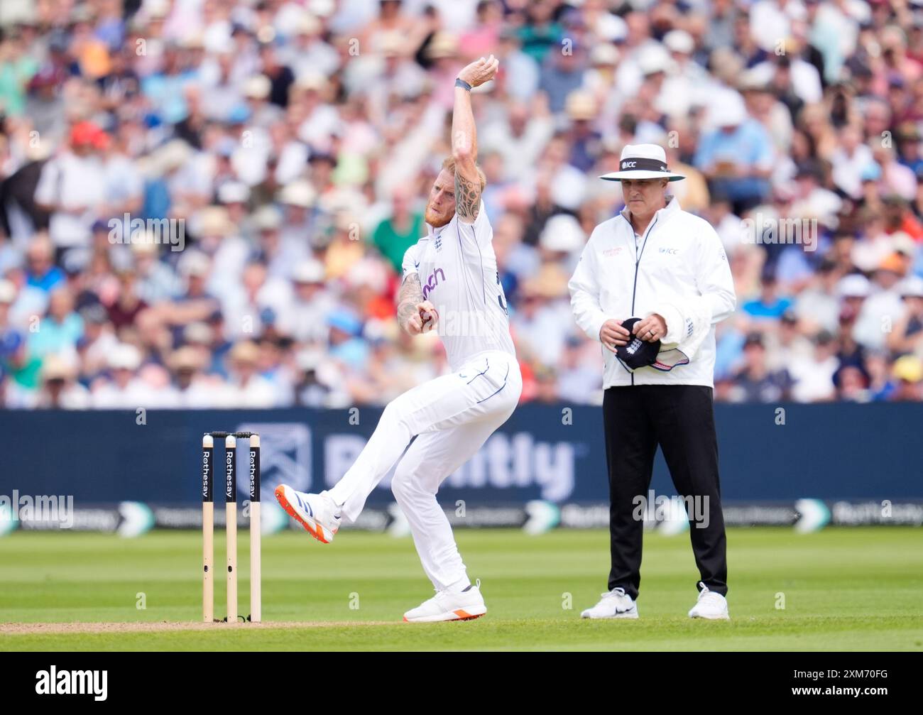 L'inglese Ben Stokes durante il primo giorno del terzo Rothesay test match a Edgbaston, Birmingham. Data foto: Venerdì 26 luglio 2024. Foto Stock